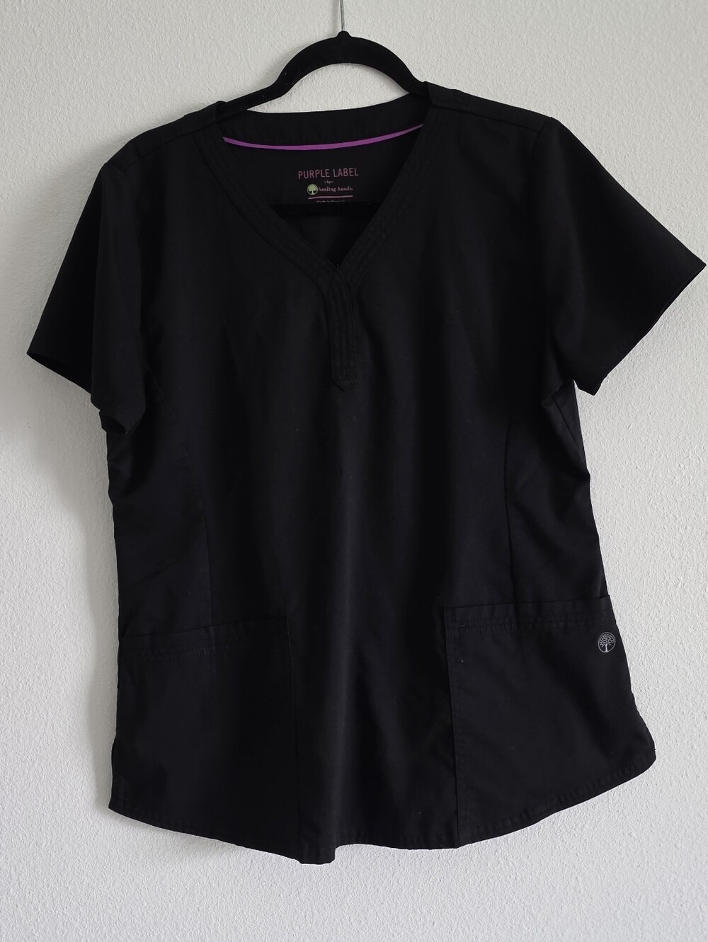 Women's Black V-Neck Scrub Top